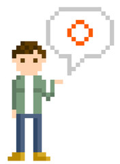 Obraz premium ピクセルイラスト：若い男性の回答 