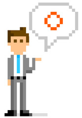 Obraz premium ピクセルイラスト：ビジネスマンの回答 