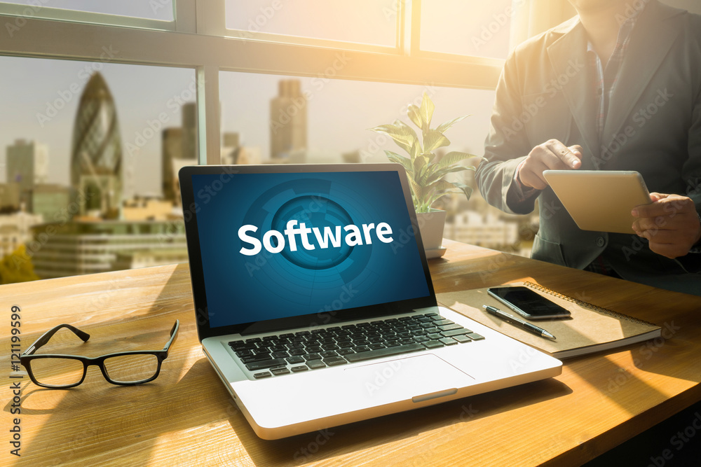 Poster software data digital programs system technology computer