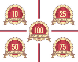 Set of vector labels for major anniversaries.