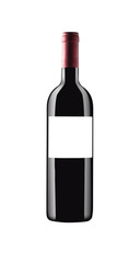 red italian wine bottle isolated and with black label and red ca