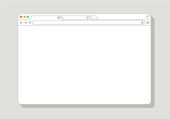 web Simple Browser window line drawing white, flat