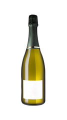 Champagne bottle isolated on white background and blank label