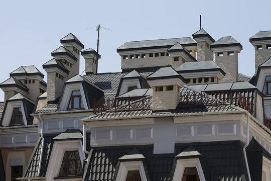 Roofs of houses in the street Vozdvizhenka. Kiev, Ukraine