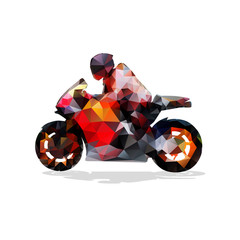 Fototapeta premium Motocykl, abstrakcyjna geometryczna sylwetka wektor. Jazda motocyklem