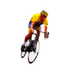 Cyclist, abstract polygonal vector illustration. Cycling, indivi