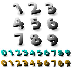 Set of 3d numbers. Isolated font on white background