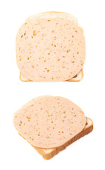 Sandwich with ham over white isolated background