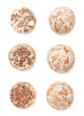 Set of small cake gingerbread  isolated over the white background