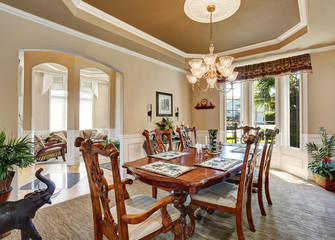 Gorgeous dining room interior design with vintage furniture