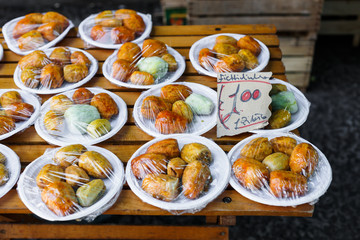 Prickly pears displayed on stall at Ballarò Market, Palermo, Sicily