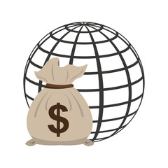 global planet with economy icon vector illustration design