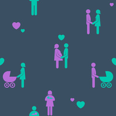 Family relationship or childbirth seamless pattern