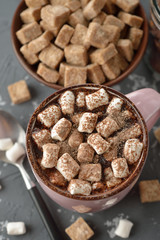 Delicious hot chocolate with marshmallow