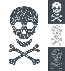 Skull and crossbones with mosaic pattern