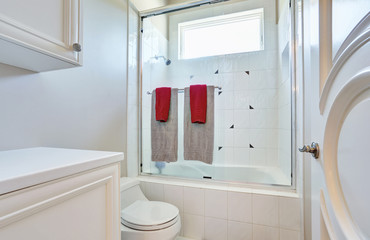 White bathroom interior in luxury house
