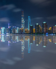 panoramic view of river and skyline in Shanghai,China.