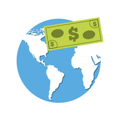 global planet with economy icon vector illustration design
