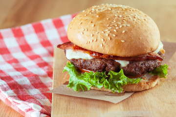 Tasty and appetizing hamburger