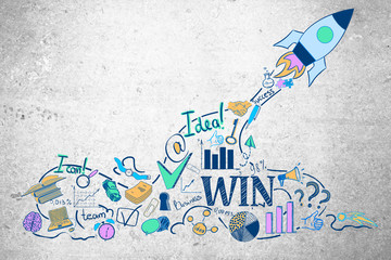 Startup sketch on concrete wall