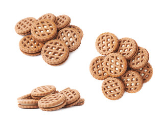 Pile of cookies isolated over the white background
