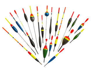 Fishing floats isolated on white background
