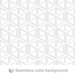 Vector squared monochrome pattern. Seamless geometric texture in grey color. Black and white stylish tiles. 3d abstract dynamic background created of cubes.