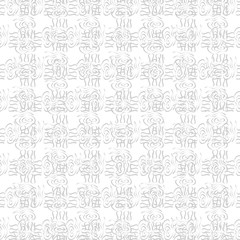 Vector seamless monochrome pattern. Retro texture in grey color. Stylish hand drawing grid, black and white background