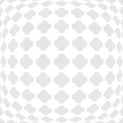 Vector dotted monochrome pattern. Modern geometric texture in grey color. Stylish bulging tiles. 3d abstract dynamic background created crosses and dots