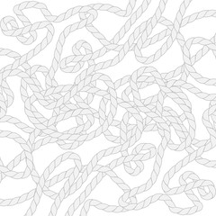 Fototapeta na wymiar Vector rope background. Pattern with monochrome rope loop. Black and white bight