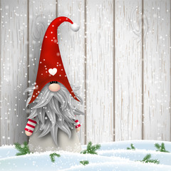 Scandinavian christmas traditional gnome, Tomte, illustration
