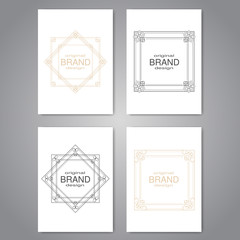 Vector brochure with decorative frame, flyer or book design with simple ornamental border, poster, modern layout template