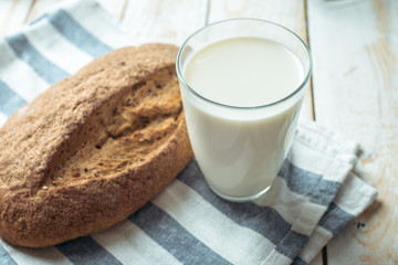 glass of milk and bread