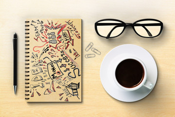 Notepad with idea sketch