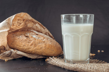 glass of milk and bread