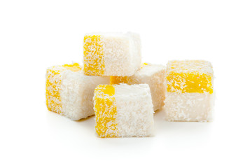 Tasty oriental sweets isolated on white