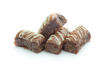 Tasty oriental sweets isolated on white