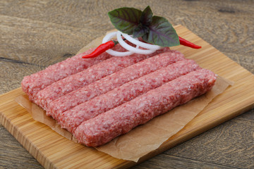 Raw sausages for grill