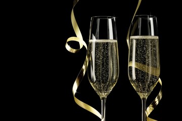 Sekt auf schwarzem Hintergrund
