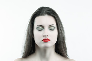 Fototapeta premium White skin woman with eyes closed