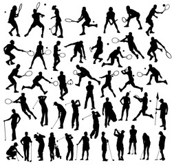 Silhouettes Sport of Tennis and Golf Activity, art vector design