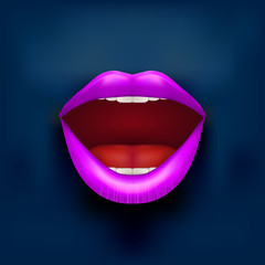 female lips on dark background