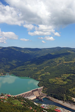 hydropower plants on Drina river landscape