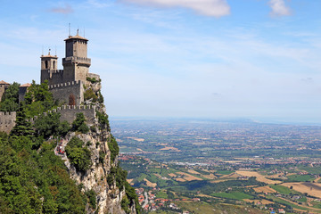 San Marino fortress landscape Italy - obrazy, fototapety, plakaty