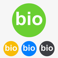 Icono plano texto bio en circulo varios colores