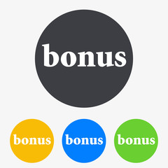 Icono plano texto bonus en circulo varios colores
