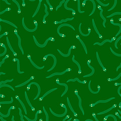 Set of Green Snakes Seamless Pattern on Green. Animal Background