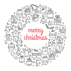 Fototapeta premium Illustration of symbols christmas items icon. Xmas concept made