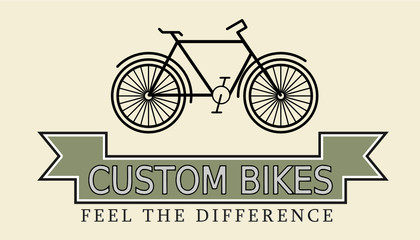 Custom bikes, vintage styled company template vector illustration