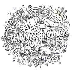 Cartoon vector hand drawn Doodle Thanksgiving illustration